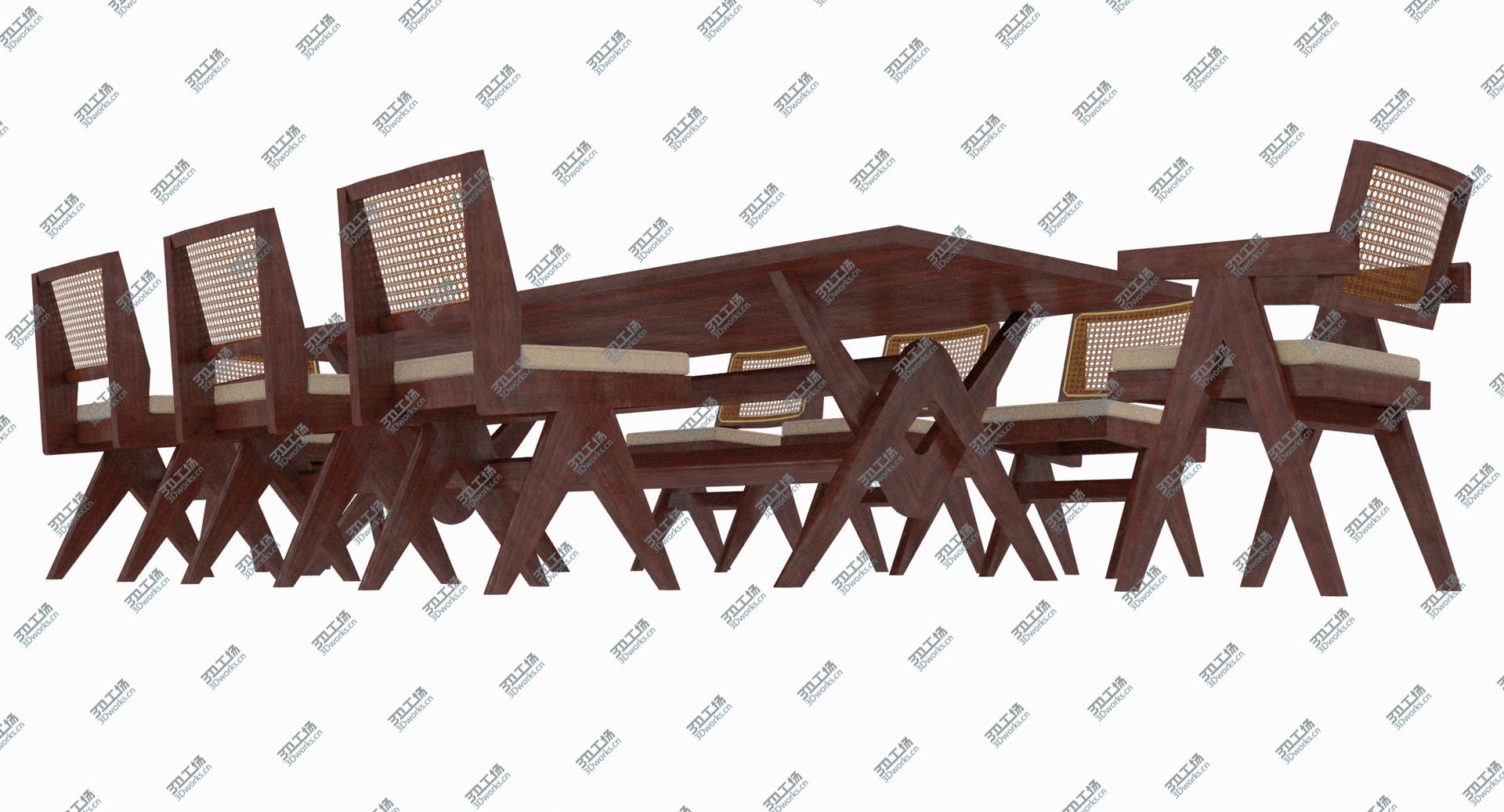 images/goods_img/202105073/Cassina Jeanneret Capitol Complex Table with Office Chair and Mahogany Chair with Cushions Set 3D model/5.jpg
